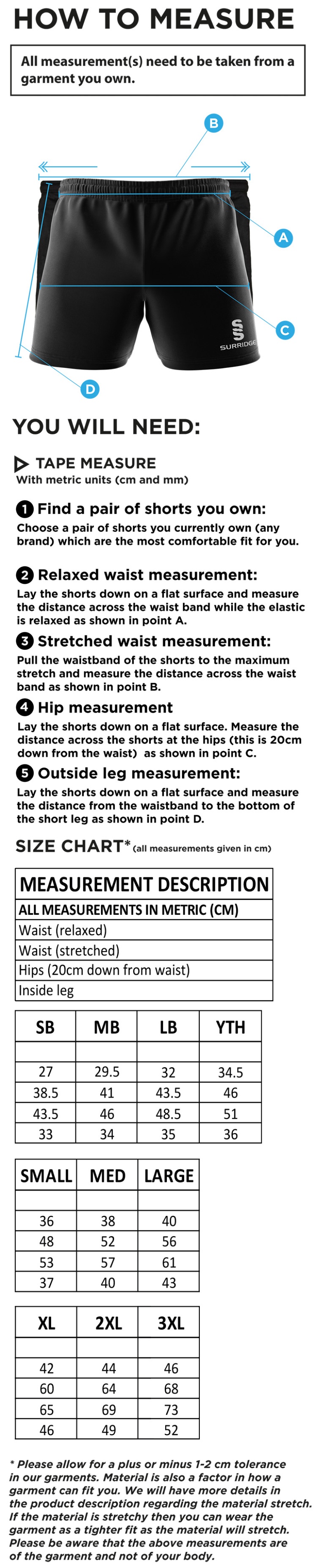 PENKRIDGE MIDDLE SCHOOL Performance Gym Short : Navy - Size Guide
