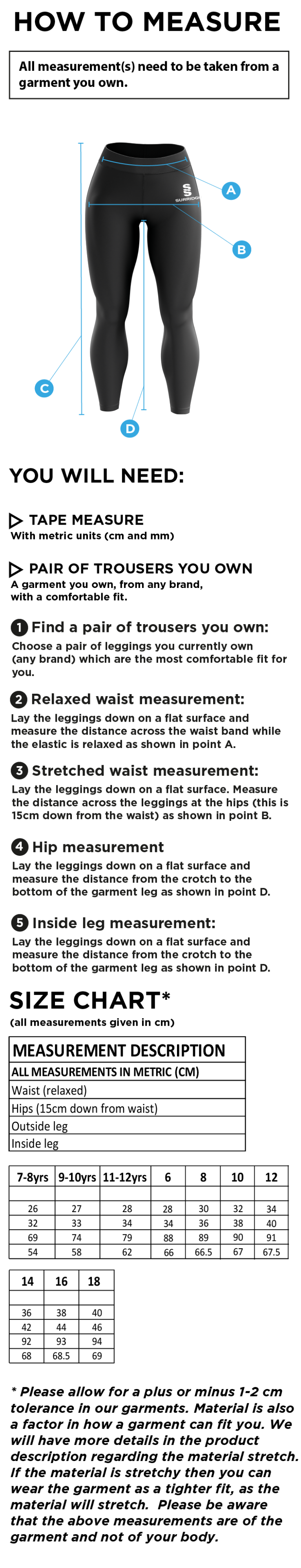 PENKRIDGE MIDDLE SCHOOL Performance Full Length Leggings : Navy - Size Guide