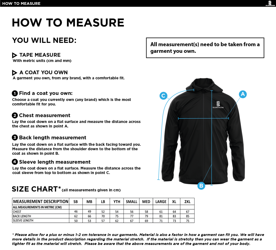 PENKRIDGE MIDDLE SCHOOL Dual Elite 1/4 Zip Hoody / Rain Jacket : Navy - Size Guide