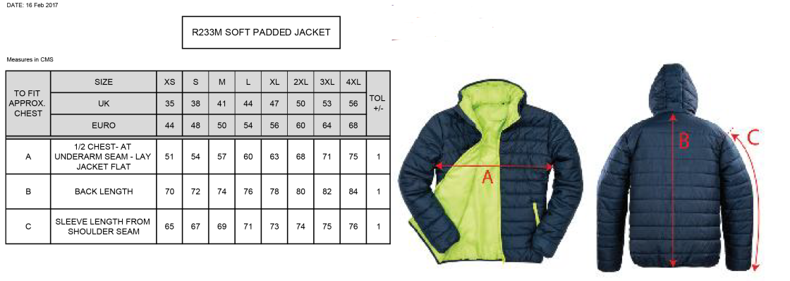 PENKRIDGE MIDDLE SCHOOL Supersoft Padded Jacket : Navy - Size Guide