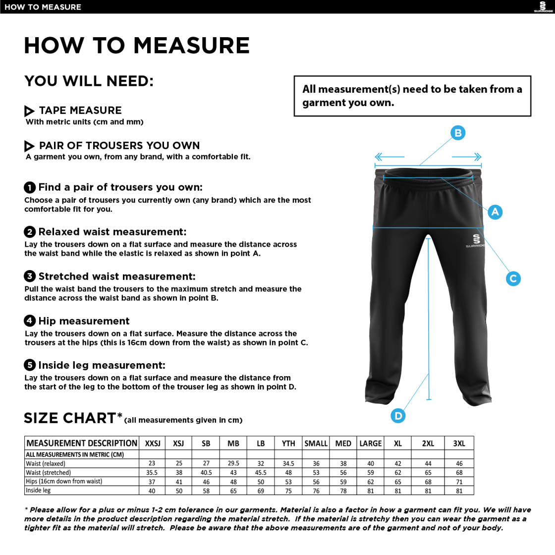 PENKRIDGE MIDDLE SCHOOL Poplin Track Pant : Navy - Size Guide