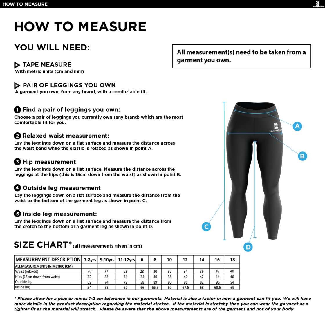 PENKRIDGE MIDDLE SCHOOL Performance Full Length Leggings : Navy - Size Guide